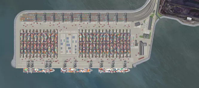Bird's eye rendering of Roberts Bank Terminal 2