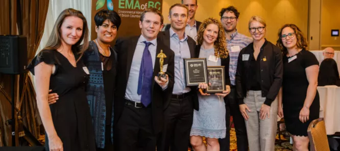 People with their awards at the environmental managers association of BC