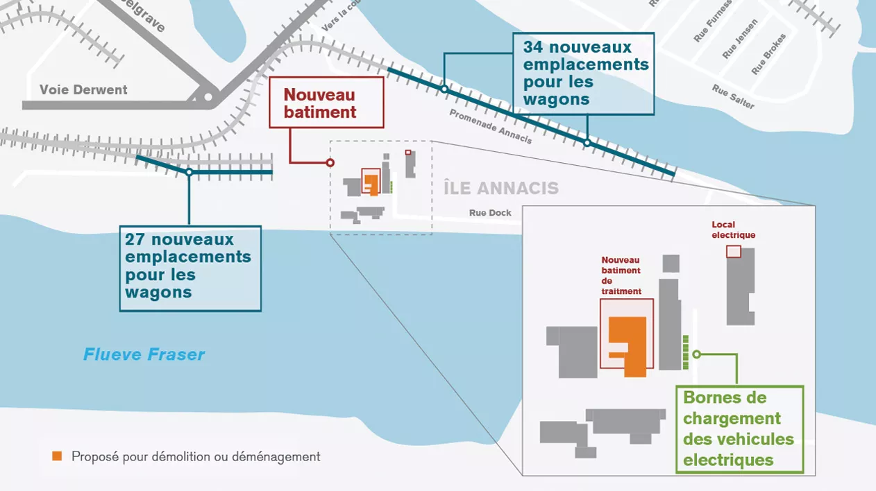 Carte du projet d'optimisation du terminal automobile d'Annacis