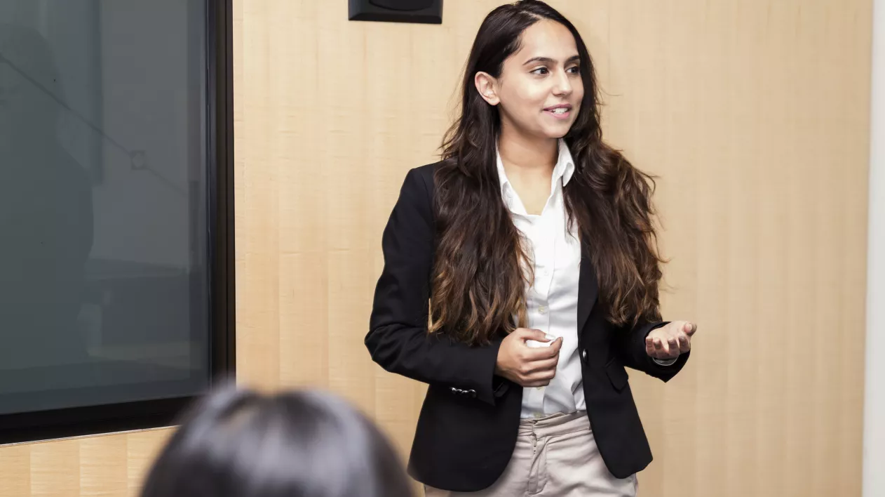 Student giving a presentation