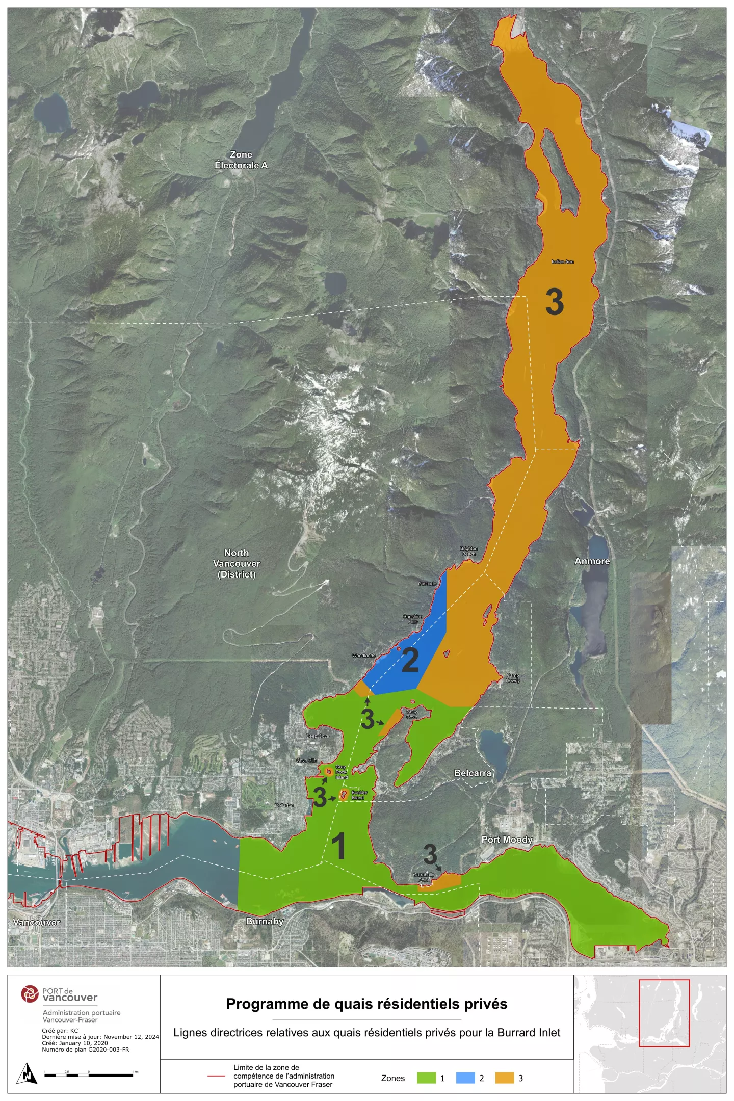 Carte de la zone des quais privés de Burrard inlet Carte de la zone des quais privés de Burrard inlet