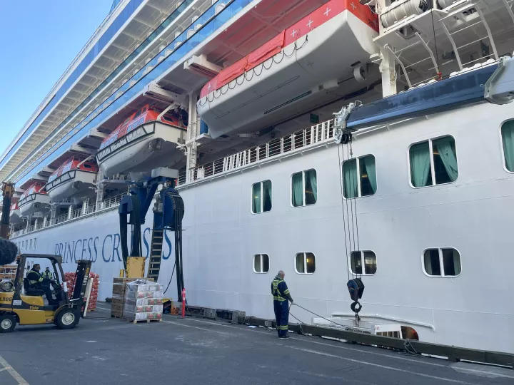 Princess cruise ship Cruise ship being loaded with supplies