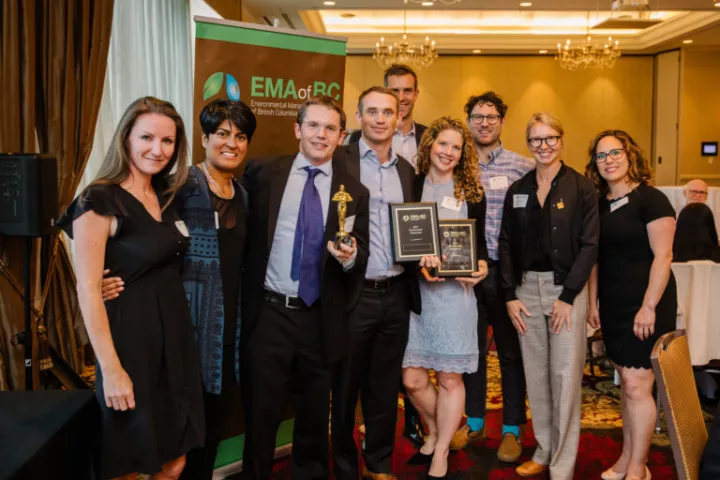 Environmental managers association of BC People with their awards at the environmental managers association of BC